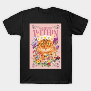 Boho Floral Bohemian Cute Orange Tabby Cat Mom T-Shirt